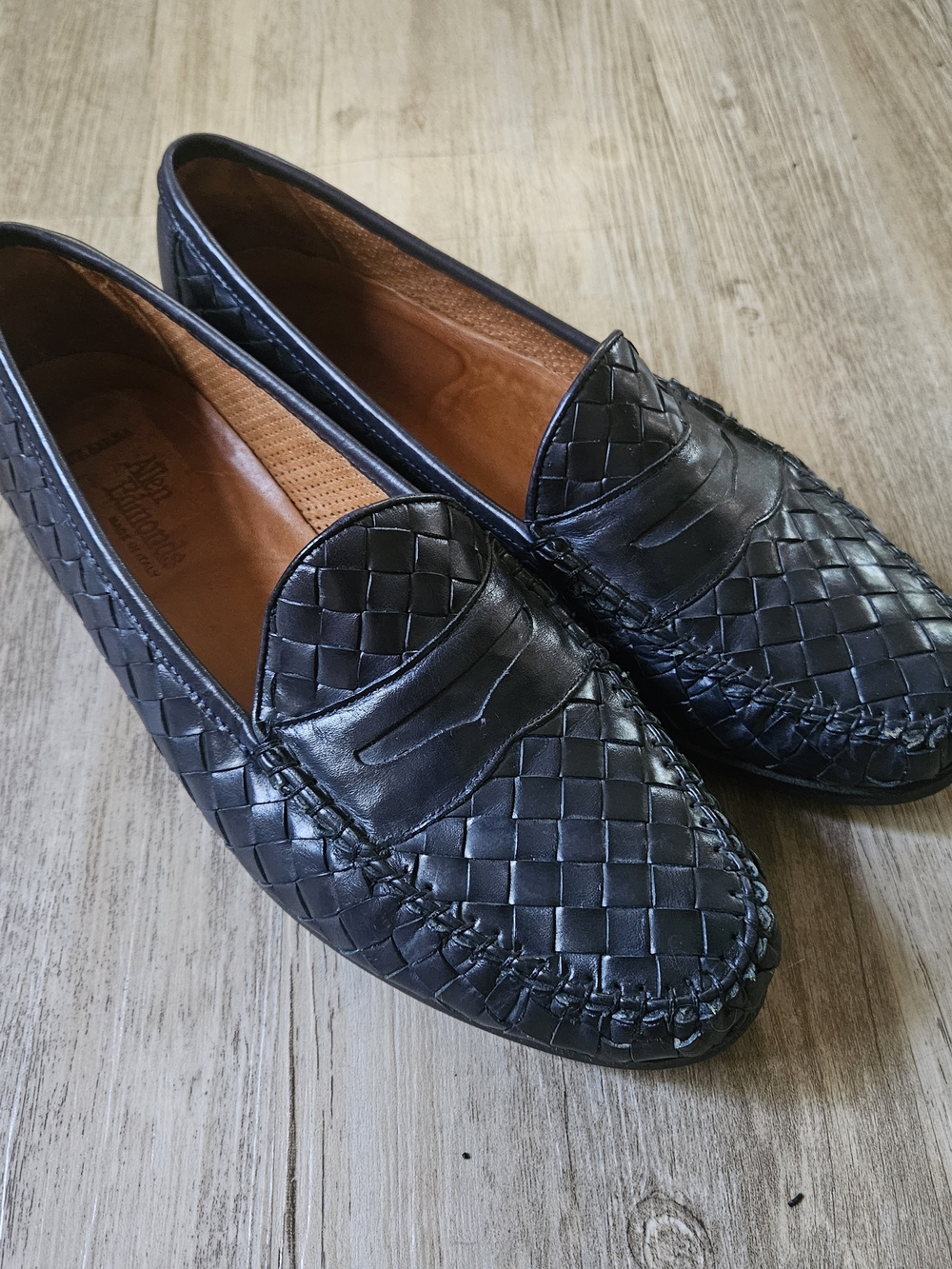 Allen Edmonds Men's St.lucua Black Woven Leather Slip-on Loafers Shoes 9
